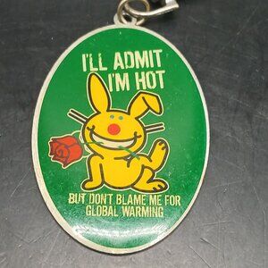 Jim Benton Happy Bunny Keychain.. I'll Admit, I'm Hot But Don't Blame Me